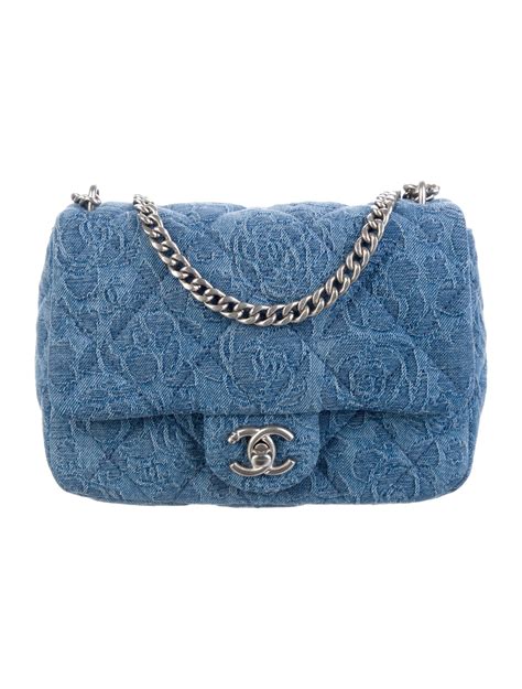 Chanel 2023 Mini Denim Camellia Sweetheart Flap Bag 